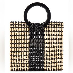 L*Space Black and Cream Beaded Tote